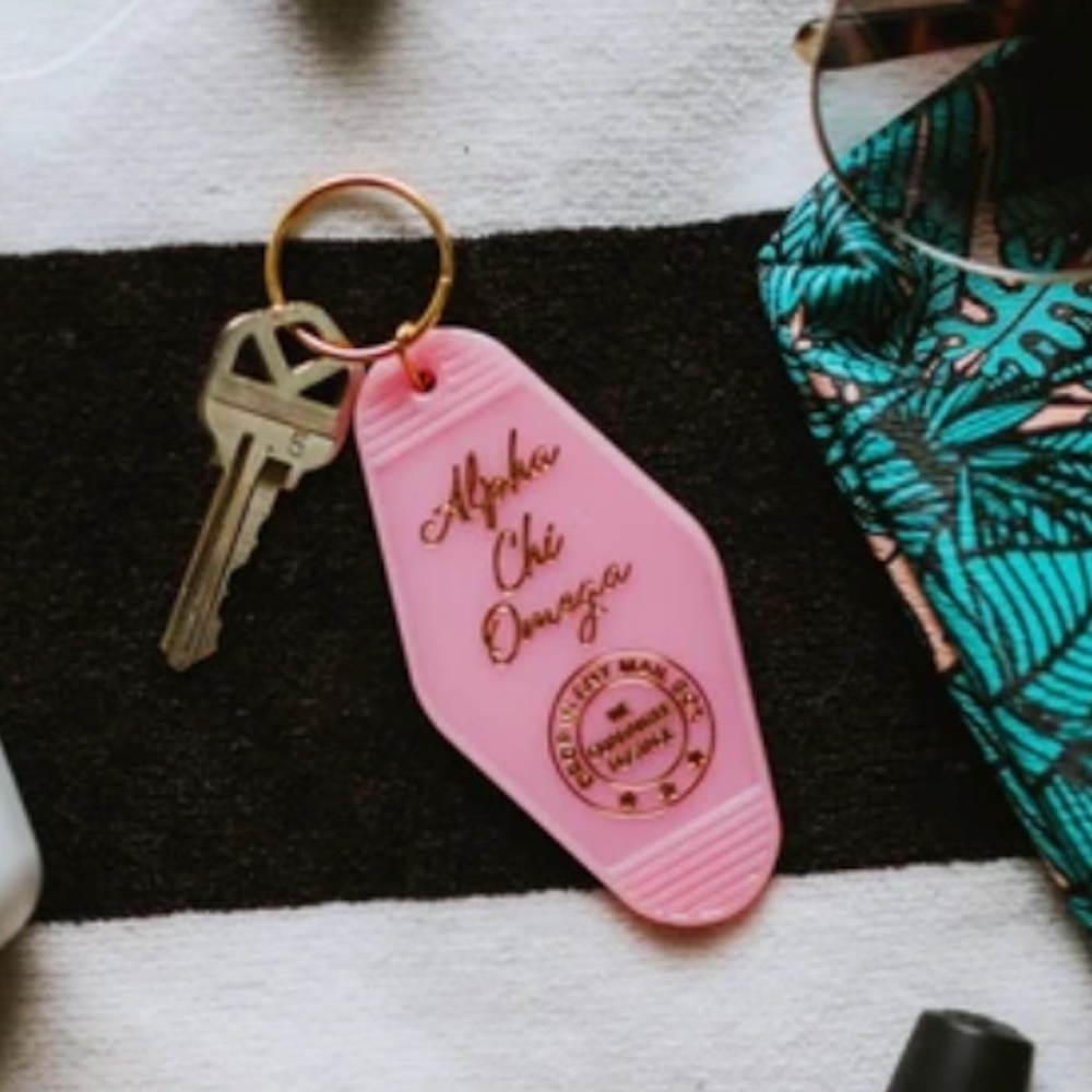 Alpha Chi Omega Sorority Motel Keychain